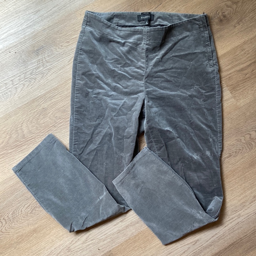 Straight leg gray velvet pants